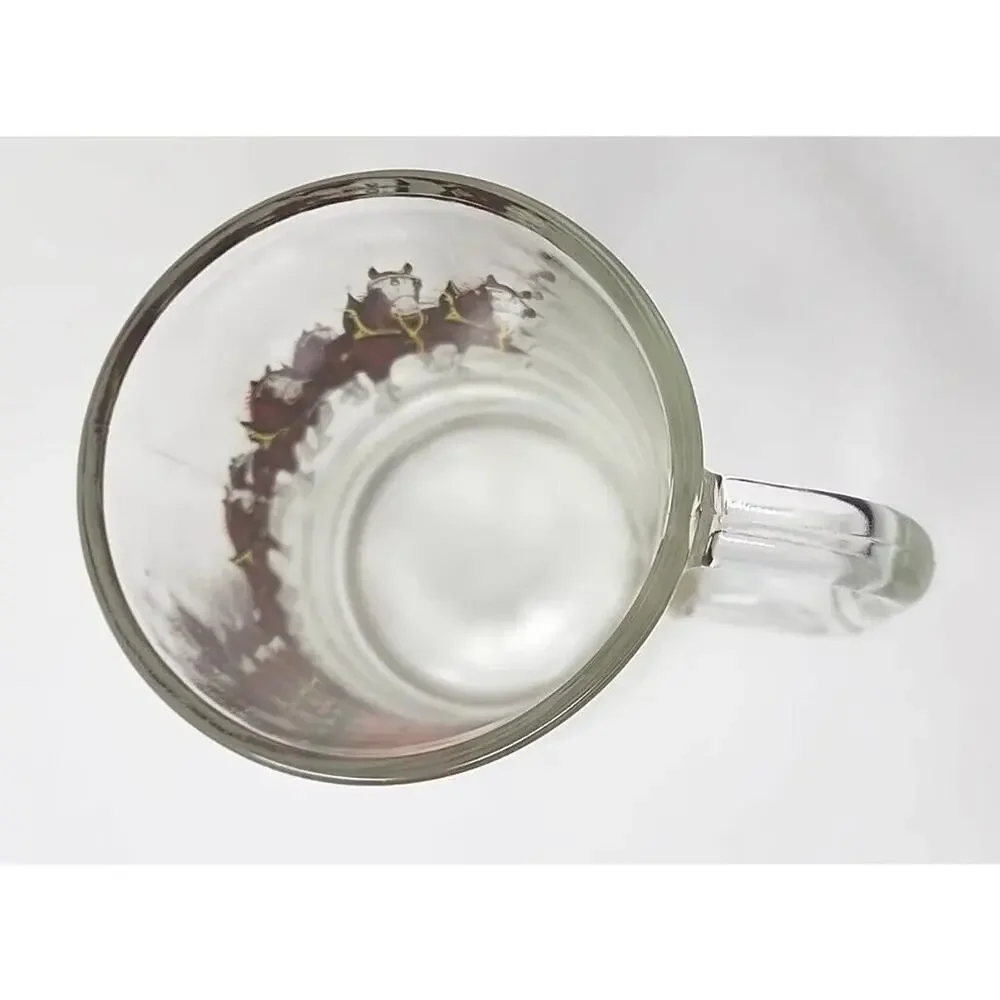 1970's Rare Budweiser Clydesdales Mug Beer Glass Barware Man‎ Cave 12oz U94
